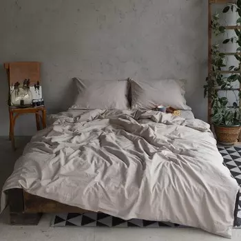 Постельное бельё дуэт «Этель», жатый хлопок, бежевое