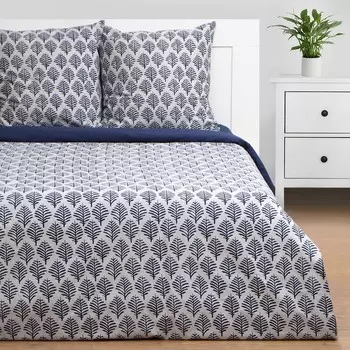 Постельное бельё евро «Этель» Blue ornament, бязь