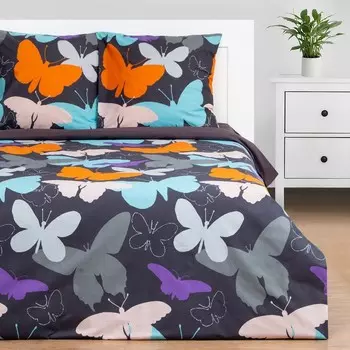Постельное бельё евро «Этель» Butterflies, поплин