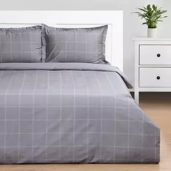 Постельное бельё евро «Этель» Cage: grey, мако-сатин