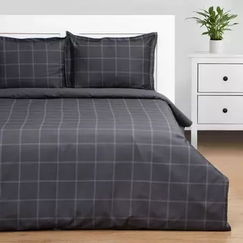 Постельное бельё евро «Этель» Cage: graphite, мако-сатин