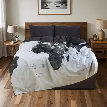 Постельное бельё евро «Этель» Geography, поплин