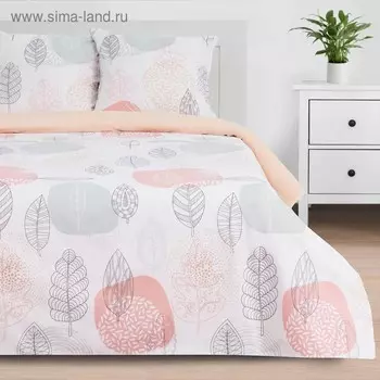 Постельное бельё евро «Этель» Leaves, поплин
