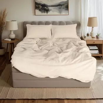 Постельное бельё евро «Этель» Light touch, жаккард, белое