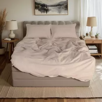 Постельное бельё евро «Этель» Light touch, жаккард, серое