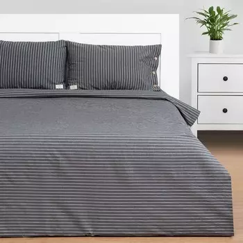 Постельное бельё дуэт «Этель» Quiet shade, жатый хлопок, серое