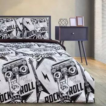 Постельное бельё евро «Этель» Rock star, бязь