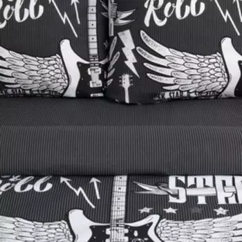 Постельное бельё евро «Этель» Rock&Roll, бязь