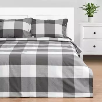 Постельное бельё дуэт «Этель. Серая клетка», жатый хлопок