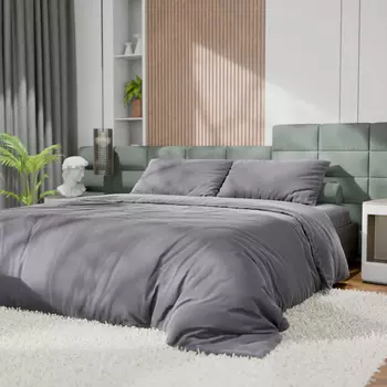 Постельное бельё евро «Этель», тенсель, серое