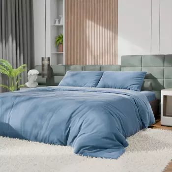 Постельное бельё евро «Этель», тенсель, серо-голубое