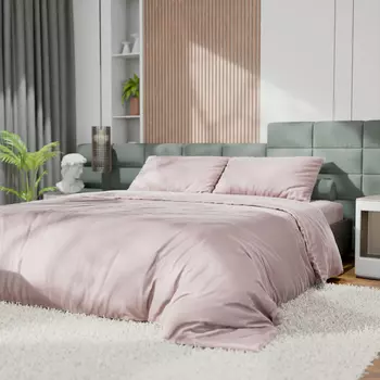 Постельное бельё евро «Этель», тенсель, пудра