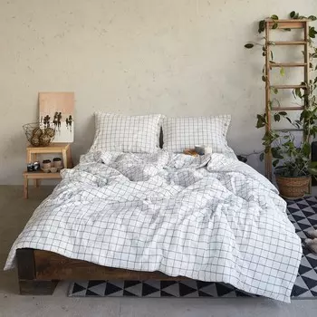 Постельное бельё дуэт «Этель. Клетка», жатый хлопок