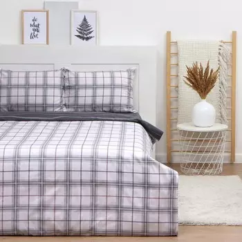 Постельное бельё дуэт LoveLife «Серая клетка», сатин