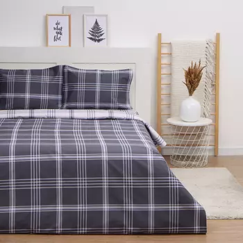 Постельное бельё евро LoveLife Square gray, сатин