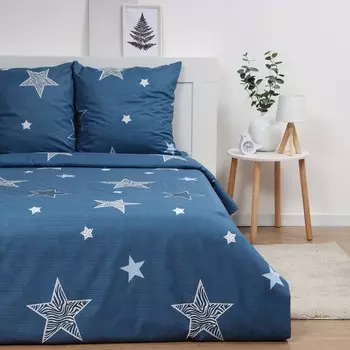 Постельное бельё Павлайн Евро Зебра звезды 200х220, 200х220, 70х70см 2шт жатка 90г/м, полиэстер 100%