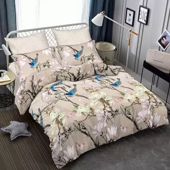 Постельное бельё с простынёй на резинке евро Amore Mio, размер 215x240 см, 200x220 см, 50x70 см - 2 шт, 70x70 см - 2 шт