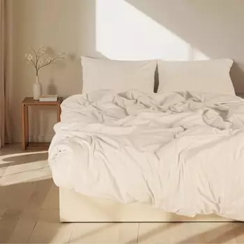 Постельное бельё евро SL Home Cotton line, жаккарад, молочное