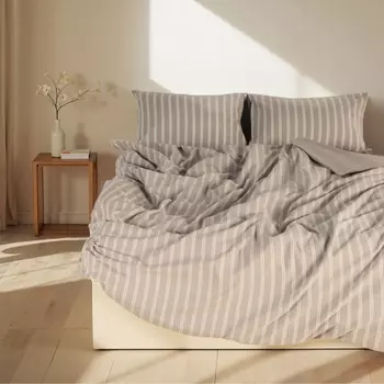 Постельное бельё евро SL Home Cotton lace, жаккарад, серое