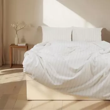 Постельное бельё евро SL Home Cotton lace, жаккарад, белое