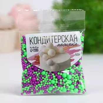 Посыпка кондитерская с эффектом неона в цветной глазури "Лайм, ультрафиолет", 50 г
