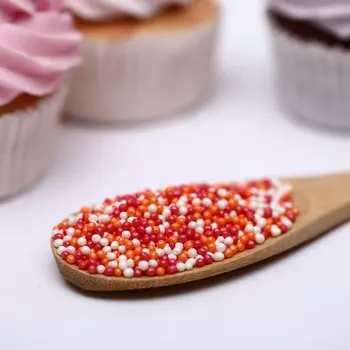 Посыпка кондитерская с мягким центром «Бисер»: оранжевый, красный, серебро, 50 г