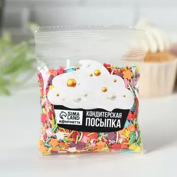 Посыпка кондитерская «Светлой Пасхи»: голубая, розовая, зеленая, оранжевая, жёлтая, красная, 50 г.