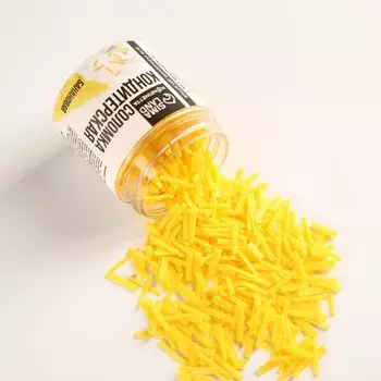 Посыпка соломка из глазури «Банановая» для десертов и куличей, 30 г.