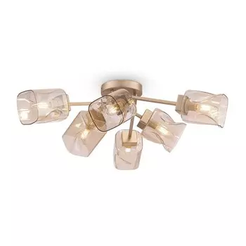 Потолочный светильник 40Вт, 6хE14, 25x75 см, матовое золото