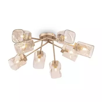 Потолочный светильник 40Вт, 8хE14, 25x82 см, матовое золото