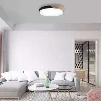 Потолочный светильник, 72Вт, LED, 45x45x4 см, цвет черный, дерево