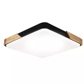 Потолочный светильник, 72Вт, LED, 51x51x4 см, цвет черный, дерево