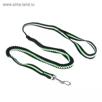 Поводок амортизирующий, 120-160 х 1 см, чёрно-зелёный