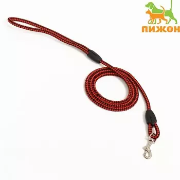 Поводок круглый «Рябь», 1200.6 см, красно-чёрный