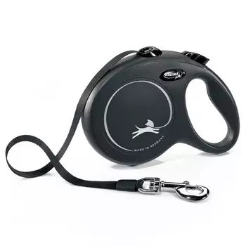 Поводок-рулетка flexi New Classic L. Лента 5 м для собак до 50 кг Черный