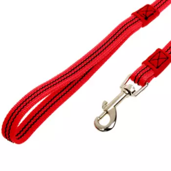 Поводок Зооник капроновый с латексной нитью, 7 м х 1,5 см, красный
