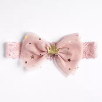 Повязка для удержания прически «Крошка Я. Бантик», 20 см, розовая