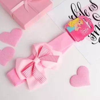 Повязка для волос «Бант», полоски, 317 см, розовая