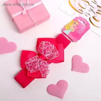 Повязка для волос "Двойной бант" пятнистый, 3х17 см, малиновый