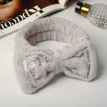 Повязка для волос "Пайетки " 19,5*5,5 см серый