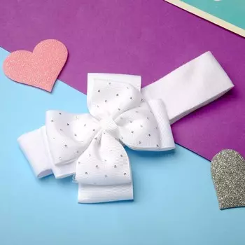 Повязка для волос «Сияние», двойной бант, 317 см, белая