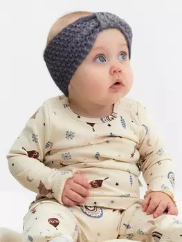 Повязка вязаная для девочки «Крошка Я», 17 см, серая