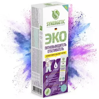 Пятновыводитель-отбеливатель Synergetic, порошок, гипоаллергенный, биоразлагаемый 4 стика