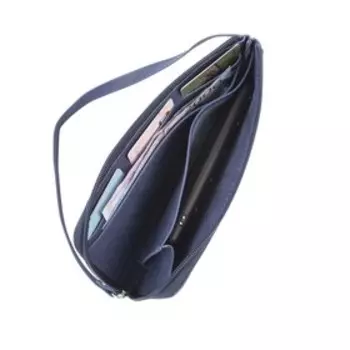 Пр1061 Портмоне на молнии, отдел для монет/карт(3)/купюр, цвет синий шора 11,5х20х1,5см