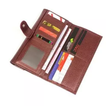 Пр954 Кошелек на клапане, отдел для карт(8)/монет/купюр, цвет бордо-металлик 10х19х2,5см