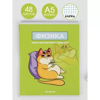 Тетрадь предметная 48 листов, А5, со справочными материалами «Физика», обложка мелованный картон 230 г внутренний блок в клетку