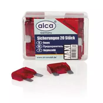 Предохранитель флажковый макси 50A в пластиковой коробке 20 шт, ALCA