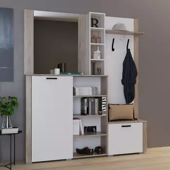 Прихожая №17, 15003202000 мм, цвет дуб солсбери светлый/белый