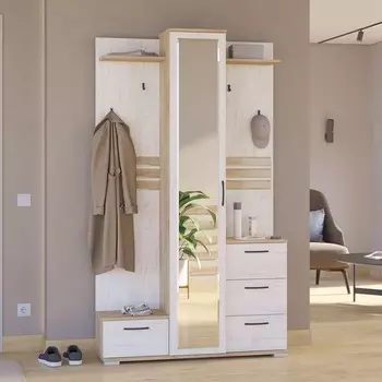 Прихожая «Альберто», 11543482000 мм, цвет дуб крафт белый / дуб крафт золотой