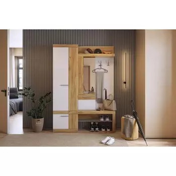 Прихожая «Алекс», 15003582120 мм, цвет дуб крафт золотой/белое дерево